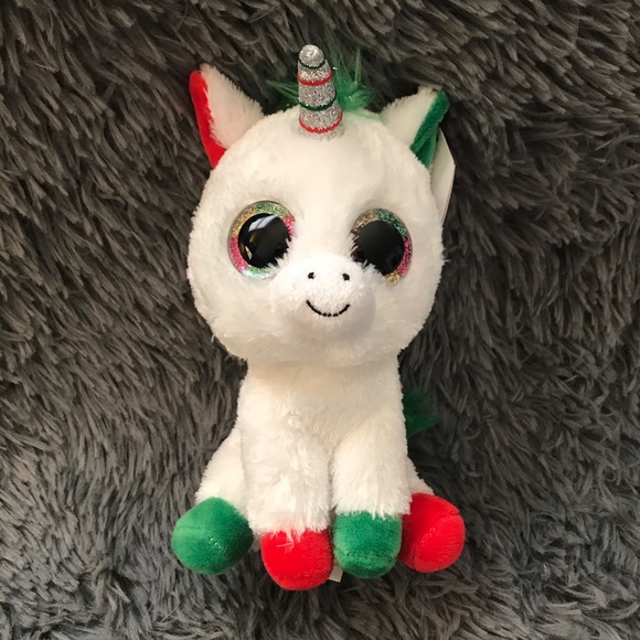 Ty Toys Beanie Boos Candy Cane Unicorn Rainbow Colour Eyes Poshmark